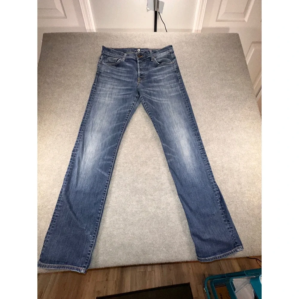 7 For All Mankind Standard Straight Leg Jeans Mens 33 Medium Wash Button Fly